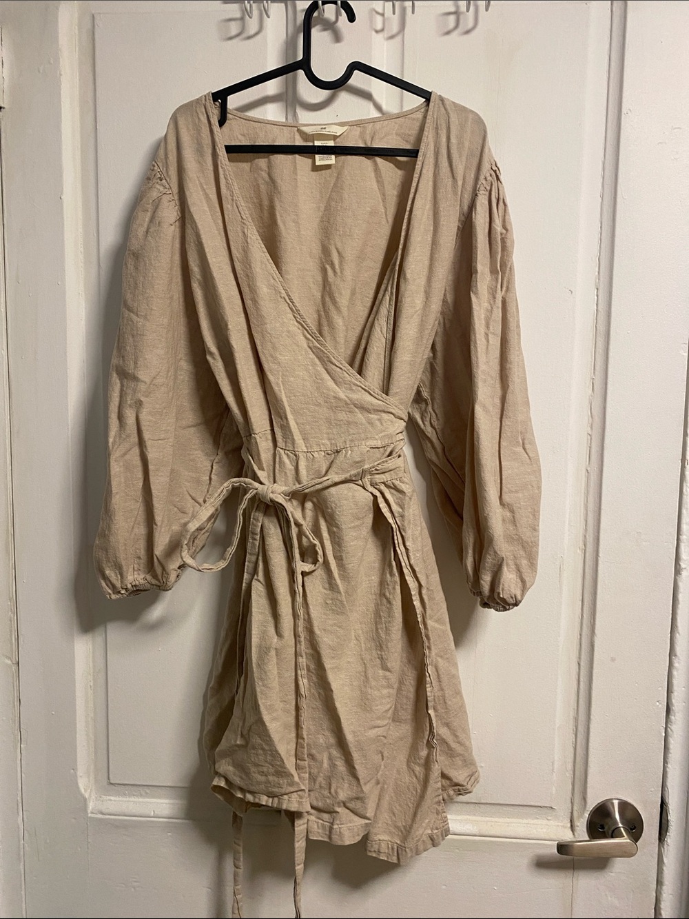 H&M Neutral Beige Wrap Robe with Tie Waist